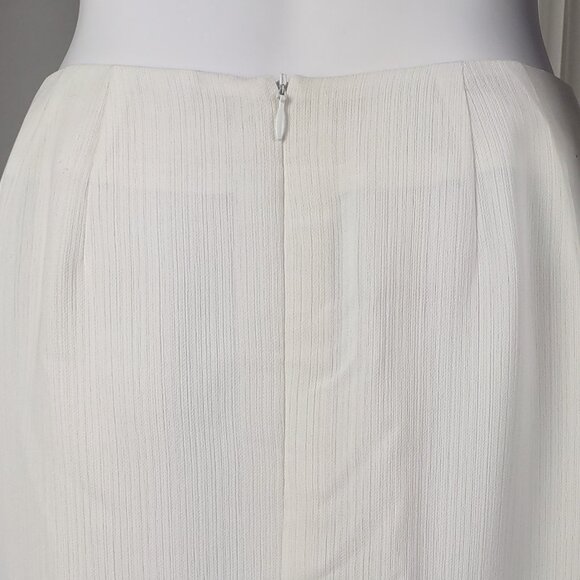 Larry Levine Petite 6P White Textured Midi Pencil Skirt Career Lined 31'' - Picture 4 of 9